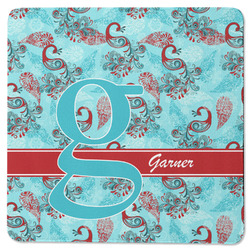 Peacock Square Rubber Backed Coaster (Personalized)