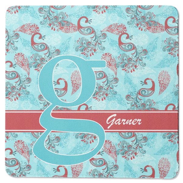 Custom Peacock Square Rubber Backed Coaster (Personalized)