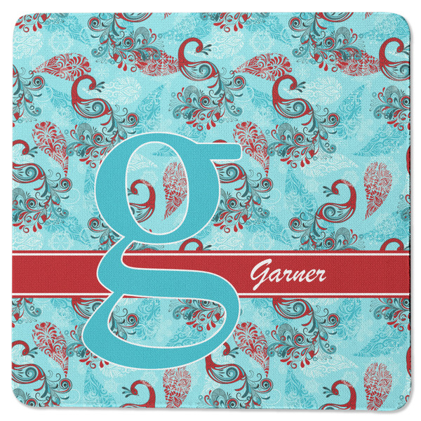 Custom Peacock Square Rubber Backed Coaster (Personalized)