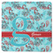 Peacock Square Rubber Backed Coaster (Personalized)