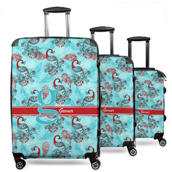 Peacock 3 Piece Luggage Set - 20" Carry On, 24" Medium Checked, 28" Large Checked (Personalized)