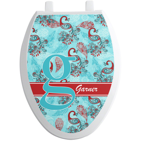 Custom Peacock Toilet Seat Decal - Elongated (Personalized)