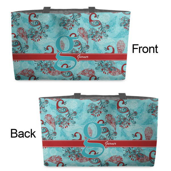 Peacock Tote w/Black Handles - Front & Back Views
