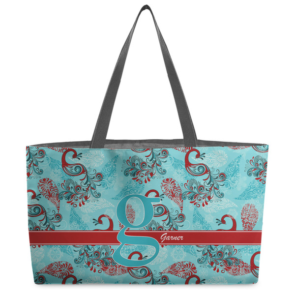 Custom Peacock Beach Totes Bag - w/ Black Handles (Personalized)