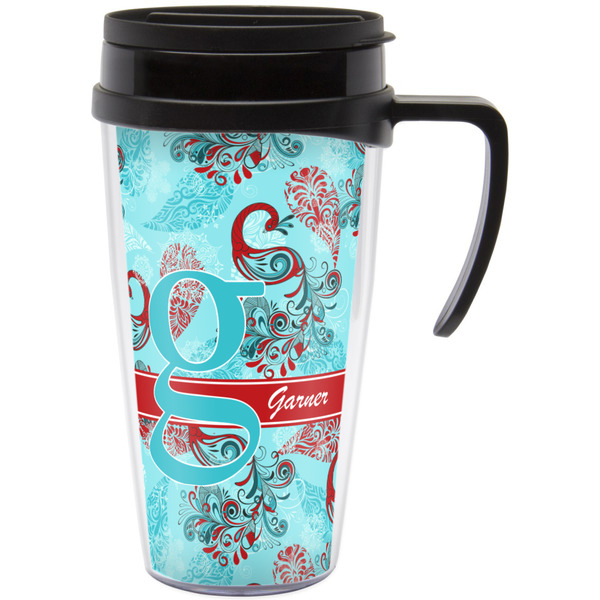 Custom Peacock Acrylic Travel Mug with Handle (Personalized)