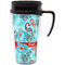 Peacock Travel Mug with Black Handle - Front