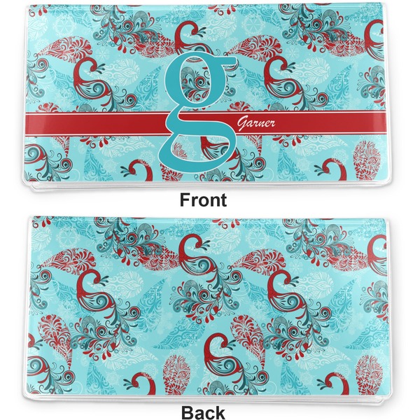 Peacock Vinyl Check Book Cover - Front and Back