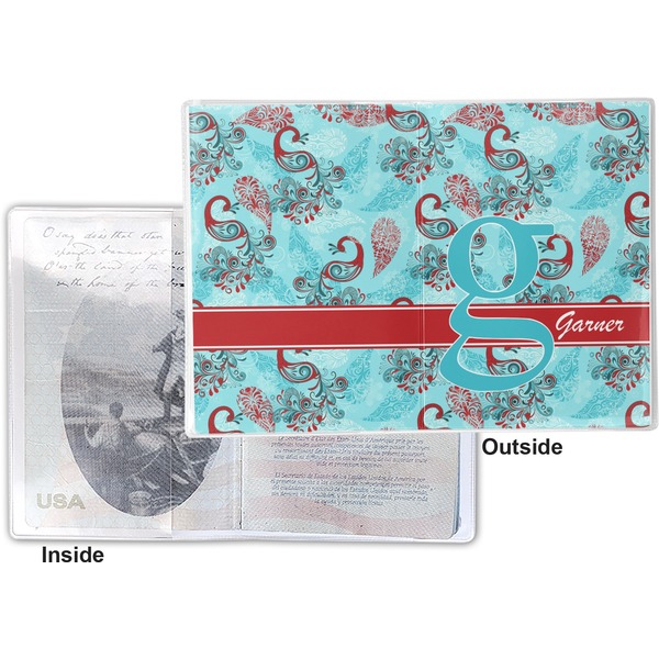 Peacock Vinyl Passport Holder - Flat Front and Back