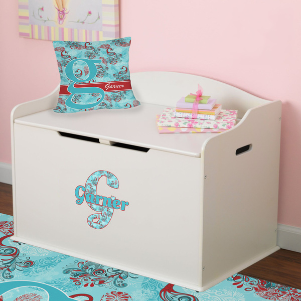 Peacock Wall Name & Initial Small on Toy Chest