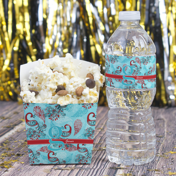 Peacock Water Bottle Label - w/ Favor Box