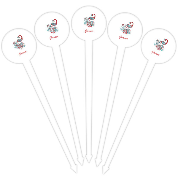 Peacock White Plastic 4" Food Pick - Round - Fan View