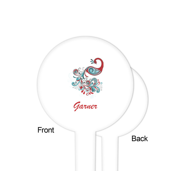 Peacock White Plastic 4" Food Pick - Round - Single Sided - Front & Back