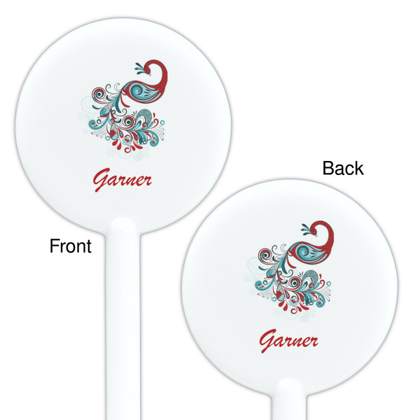 Peacock White Plastic 5.5" Stir Stick - Double Sided - Round - Front & Back