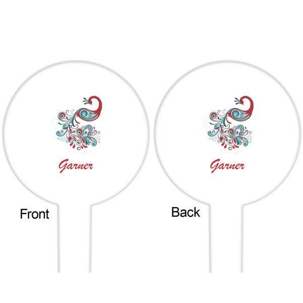 Peacock White Plastic 6" Food Pick - Round - Double Sided - Front & Back