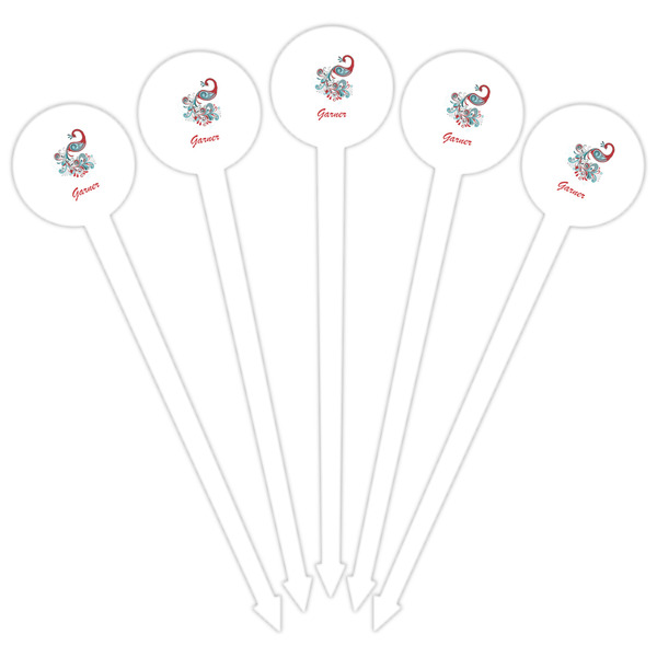 Peacock White Plastic 6" Food Pick - Round - Fan View