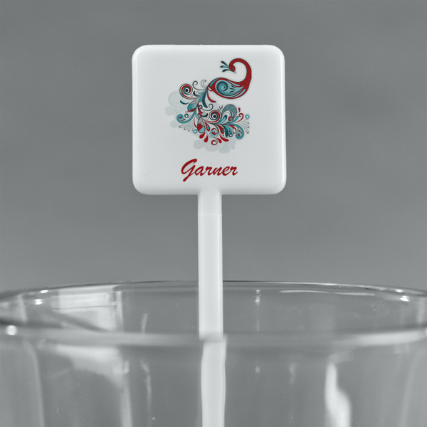 Peacock White Plastic Stir Stick - Square - Main