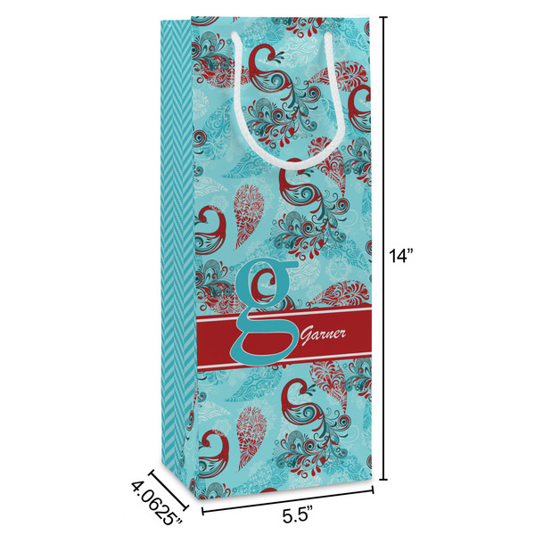 Peacock Wine Gift Bag - Dimensions