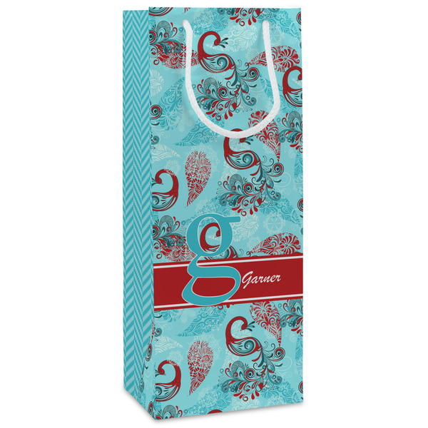 Custom Peacock Wine Gift Bags - Gloss (Personalized)