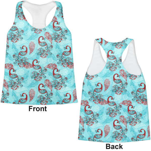 Peacock Womens Racerback Tank Tops - Medium - Front and Back