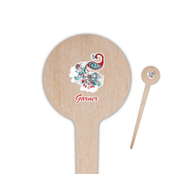 Peacock 4" Round Wooden Food Picks - Single Sided (Personalized)