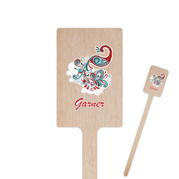 Custom Peacock 6.25" Rectangle Wooden Stir Sticks - Double Sided (Personalized)