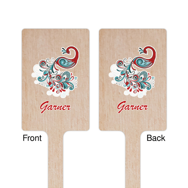 Peacock Wooden 6.25" Stir Stick - Rectangular - Double Sided - Front & Back