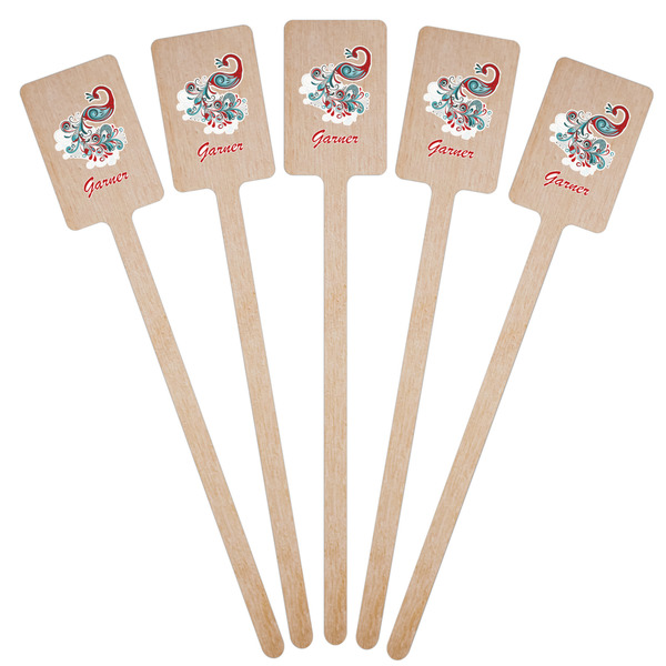 Peacock Wooden 6.25" Stir Stick - Rectangular - Fan View