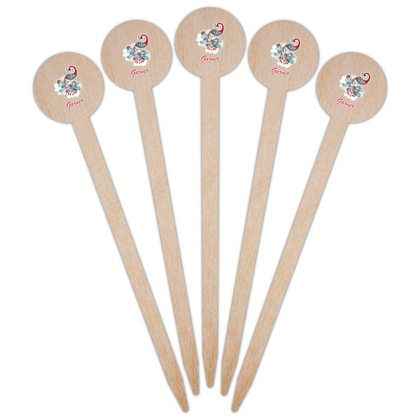 Peacock Wooden 6" Food Pick - Round - Fan View
