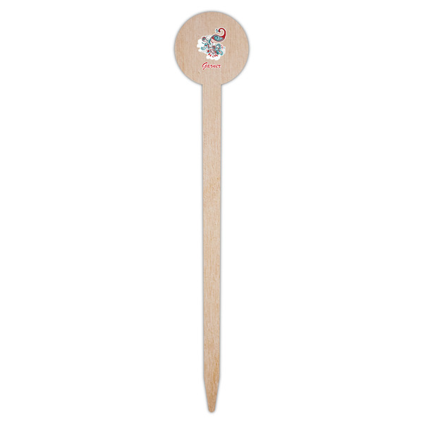 Peacock Wooden 6" Food Pick - Round - Single Pick