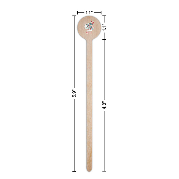 Peacock Wooden 6" Stir Stick - Round - Dimensions