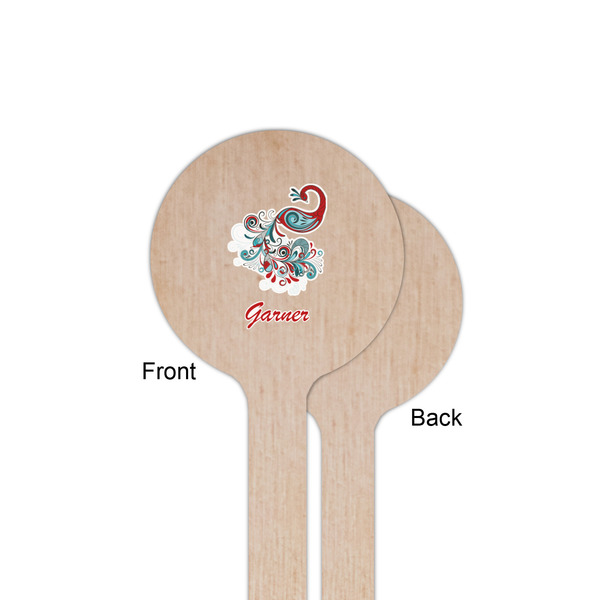 Peacock Wooden 6" Stir Stick - Round - Single Sided - Front & Back