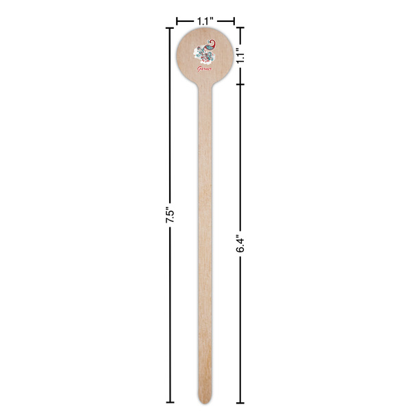 Peacock Wooden 7.5" Stir Stick - Round - Dimensions