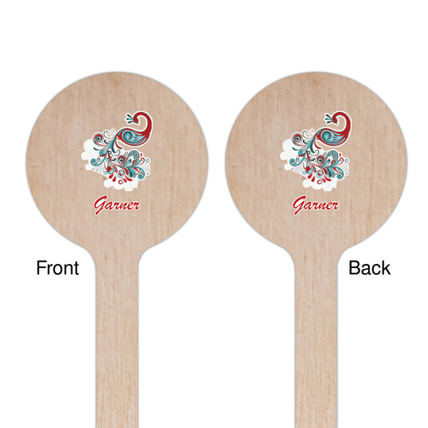 Peacock Wooden 7.5" Stir Stick - Round - Double Sided - Front & Back