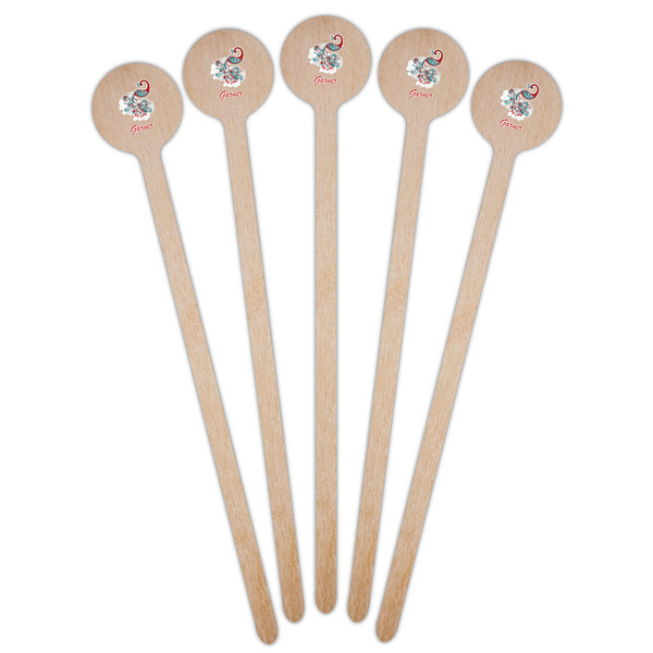 Peacock Wooden 7.5" Stir Stick - Round - Fan View
