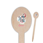Peacock Oval Wooden Food Picks (Personalized)