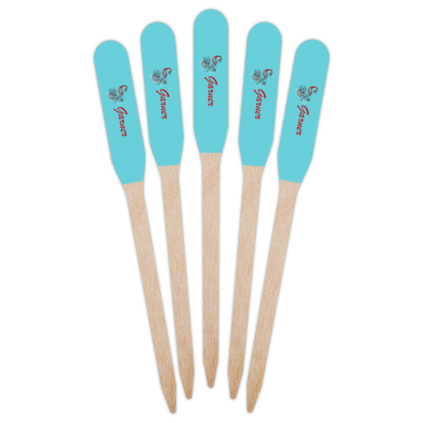 Peacock Wooden Food Pick - Paddle - Fan View