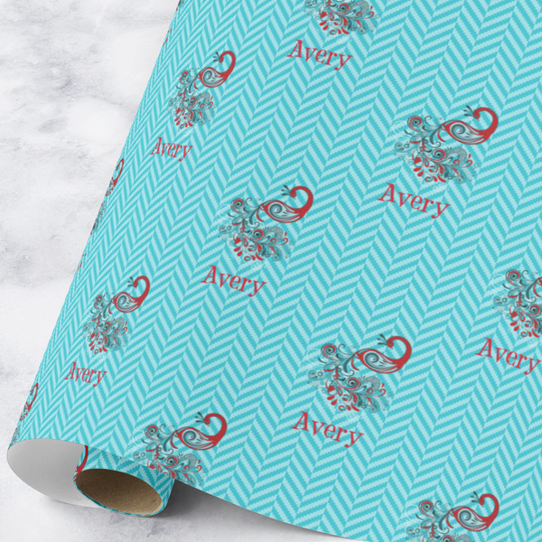 Custom Peacock Wrapping Paper Roll - Large (Personalized)