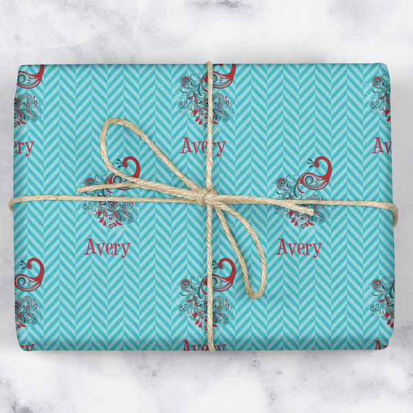 Peacock Wrapping Paper Roll - Matte - Wrapped Box