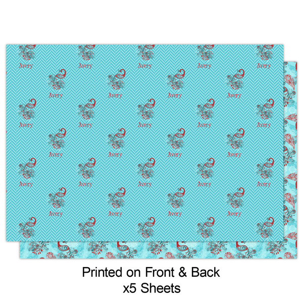 Peacock Wrapping Paper Sheet - Double Sided - Front
