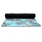 Peacock Yoga Mat Rolled up Black Rubber Backing