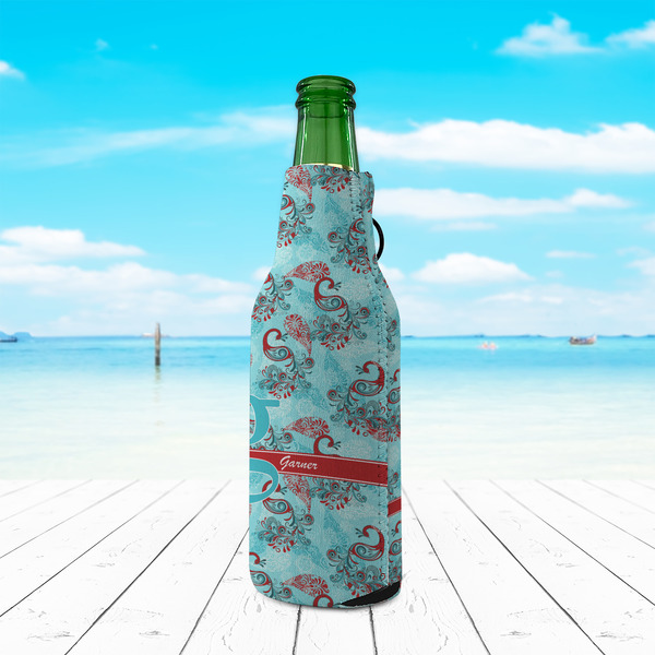 Peacock Zipper Bottle Cooler - LIFESTYLE