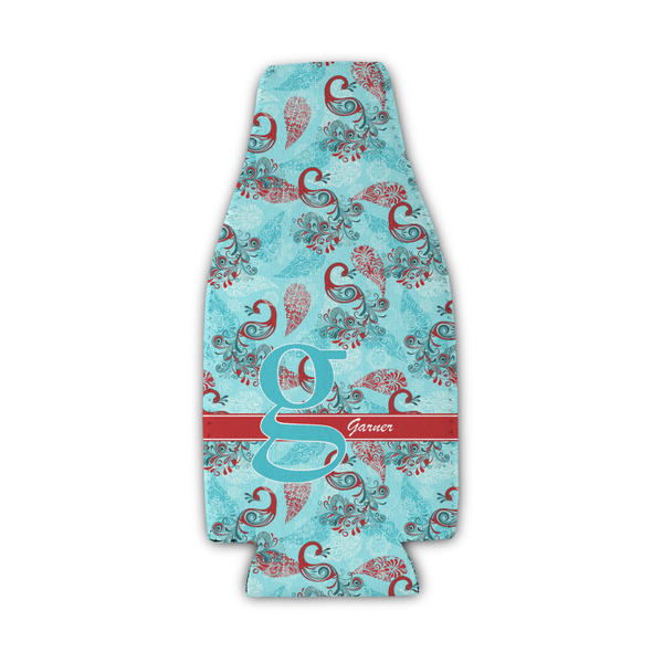 Peacock Zipper Bottle Cooler - Set of 4 - FRONT