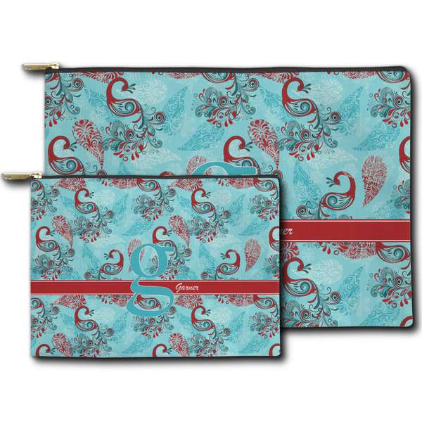 Peacock Zippered Pouches - Size Comparison