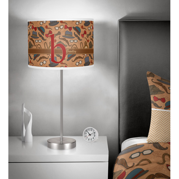 Vintage Hipster 13 inch drum lamp shade - in room