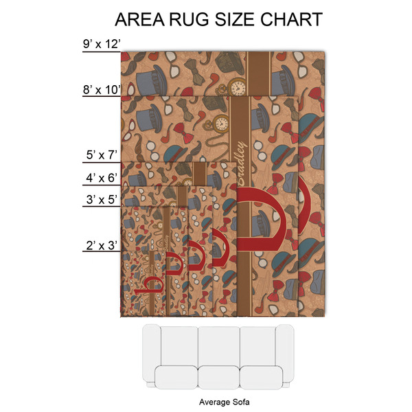 Vintage Hipster 2'x3' Indoor Area Rugs - Size Chart