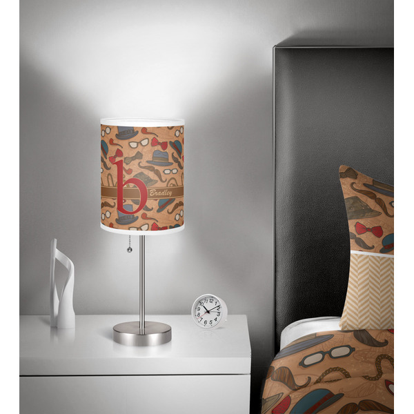 Vintage Hipster 7 inch drum lamp shade - in room