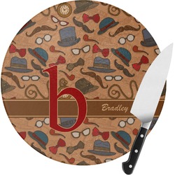 Vintage Hipster Round Glass Cutting Board - Small (Personalized)