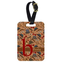 Vintage Hipster Metal Luggage Tag w/ Name and Initial