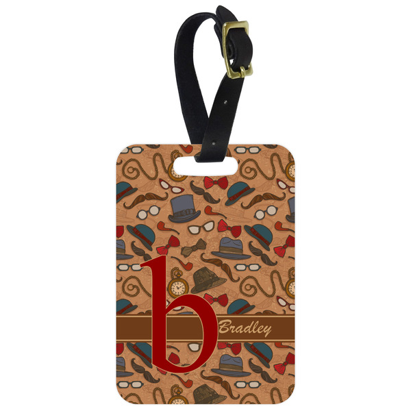 Custom Vintage Hipster Metal Luggage Tag w/ Name and Initial
