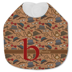Vintage Hipster Jersey Knit Baby Bib w/ Name and Initial